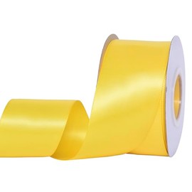 YAMA Yellow Double Faced Satin Ribbon, 2 Inch 25 Yards, Great for Crafts Bows Flower Bouquet Wedding Home Decor Gift Wrapping