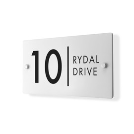 Matt White Address House Sign - 297mm x 148mm Contemporary Modern House Number Printed Address Signage
