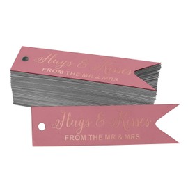 Inkdotpot Pack Of 50 Real Rose Gold Foil Paper Tags Hugs & Kisses From The Wedding Favor Hang Tags