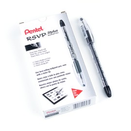 Pentel R.S.V.P. Stylus Ballpoint Pen, Everyday Writing, Touch Screen Back Nib, Long Lasting 1,400m Writing Distance, 0.7mm Medium Point, Black Ink, BK90L-A, Box of 12