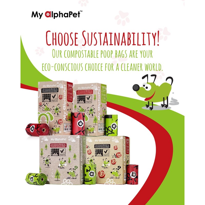 My AlphaPet Compostable Dog Poop Bags, Cornstarch Eco-Friendly, HOME COMPOST