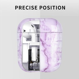 Newseego Case Compatible with AirPods 1 & 2, Stylish Shiny Marble AirPods Case, Hard PC, Full Protection, Portable Shockproof Case for Airpods 1 & 2, Charging Case, Purple