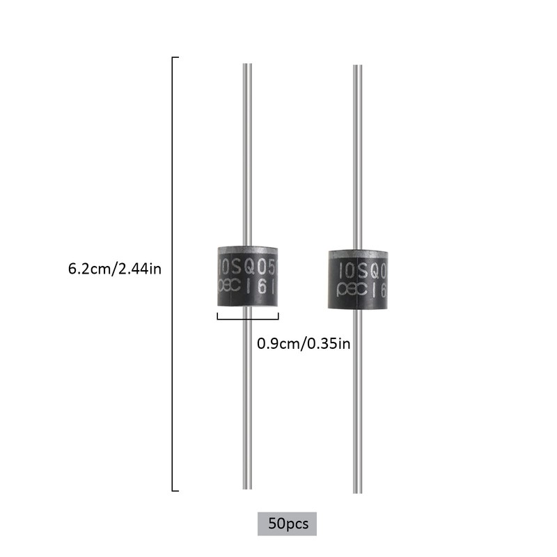 YINETTECH Schottky Diode 10A 50V Axial 10SQ050 for Solar Panel