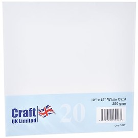 Craft UK 2019 12X12 Card, White, pack of 20 sheets