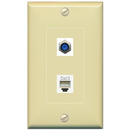 RiteAV 1 Port F81 Phone Jack Coupler Female-Female Decorative Wall Plate [Ivory]