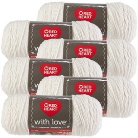 Red Heart Love Yarn-6/Pk-White, 6/Pk, White 6 Pack