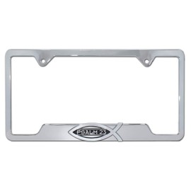 Elektroplate – Christian Fish Ichthys Bible Verse Psalm 23 on Chrome All-Metal Open Corners Premium 3D License Plate Frame Tag Holder for Cars/SUVs/Trucks Weather-Proof Automotive Accessory