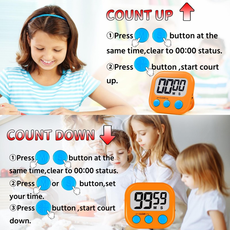 Timer for Kids Teachers Digital Kitchen Timers for Cooking Large