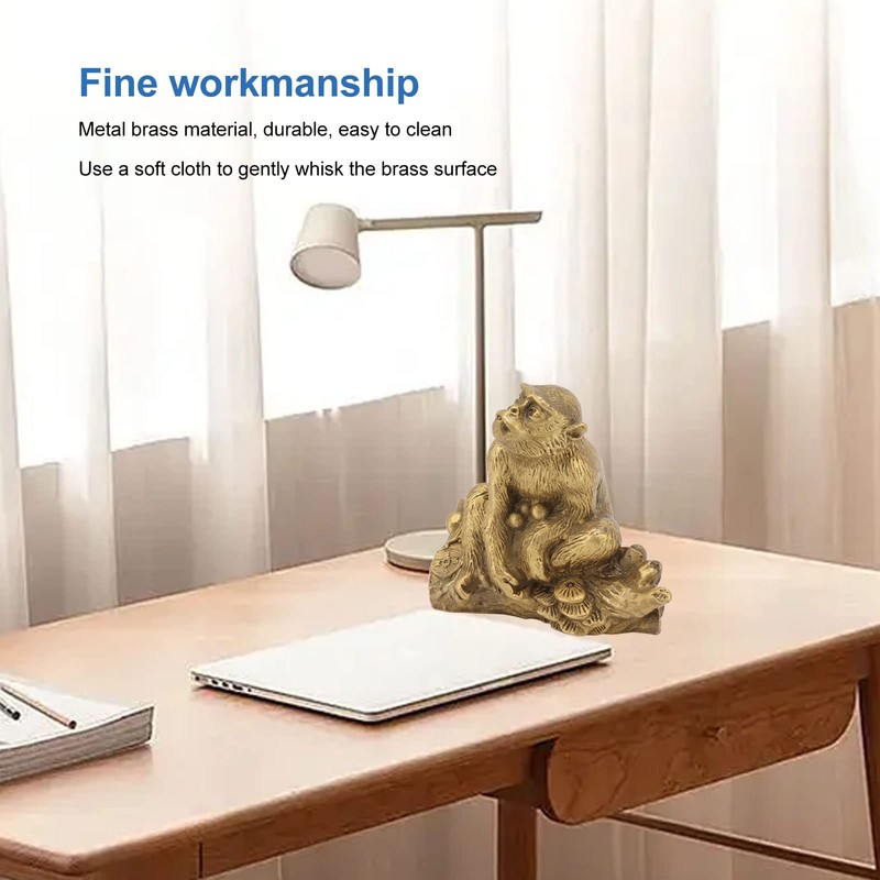 Grcfumo Brass Monkey Figurine, Statue, Ornament for Home Decor Collectibles