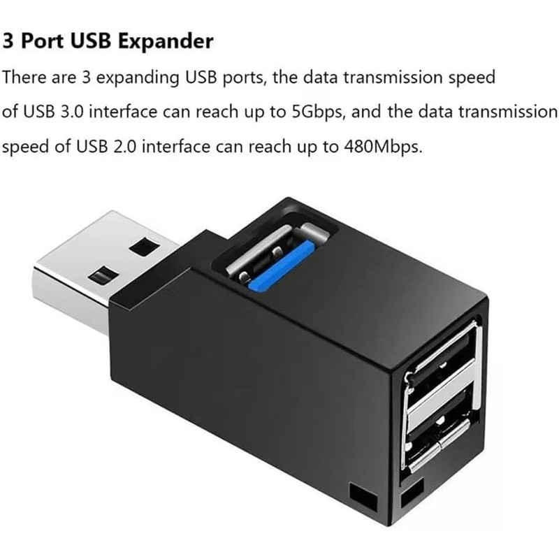 USB 3.0 Hub Adapter, 3 Port Splitter for PC, Laptop,