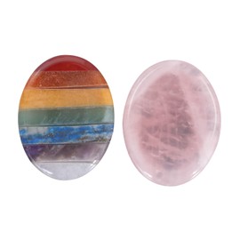 Lovionus89 Sodalite and Amethyst Thumb Worry Stone, Water Drops, Stress Relaxing, Reiki Crystal Healing Bag, Palm Tree Stones, Pack of 2