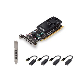 Epic IT Service – Quadro P600 with Four Mini Displayports, Both Half and Full Brackets, and 4 x mDP to HDMI Adapters, 4K Resolution