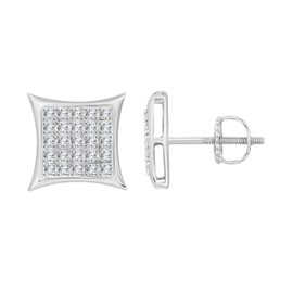 1/6 cttw Round Diamond Square Cluster Unisex Yuva Kite Stud Earrings In 10kt Gold (white-gold)