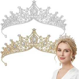 2 Piezas Coronas Princesa con Cristal para Niña y Mujer