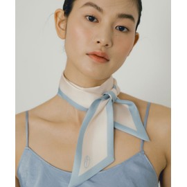 Abinafel르 Abinafer Long Twilly Silk Scarf - Baby Blue/Cream