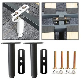 Toolzia Adjustable Bed Legs, Metal Retractable Heavy Duty Bed Center Frame Slat Support Leg,Suitable for Cabinet Sofa Bed Frame Replacement Parts 2 Pcs (4-6.3inch, black)