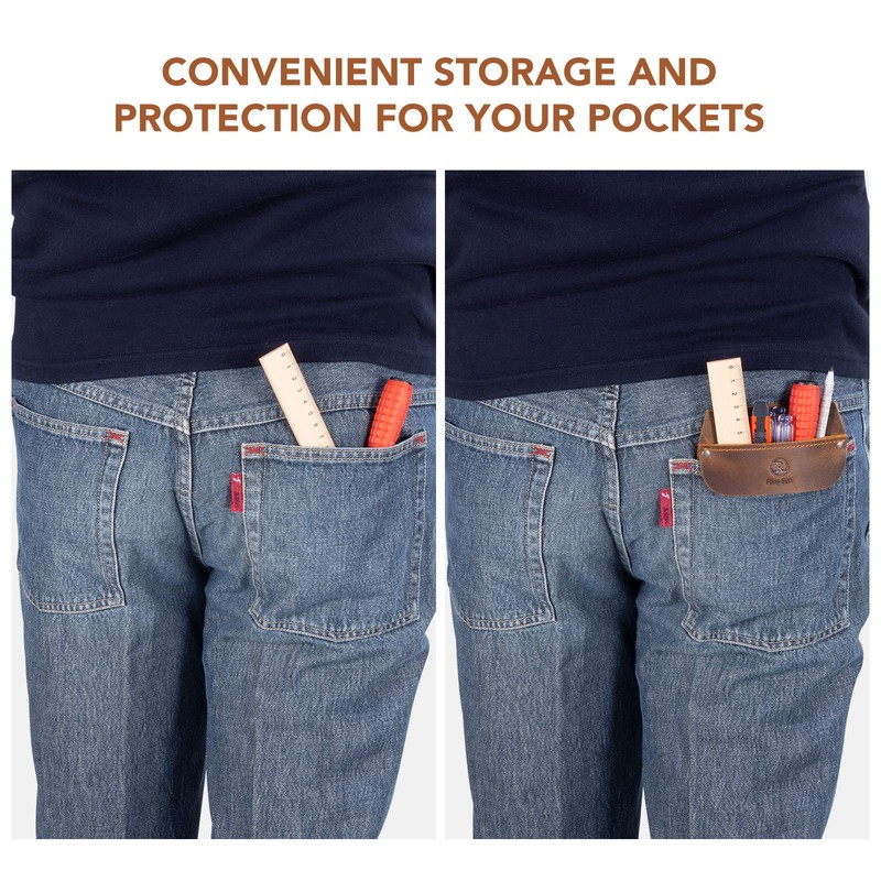 RingSun Genuine Leather Pocket Protector for Men, Durable Pocket Tool