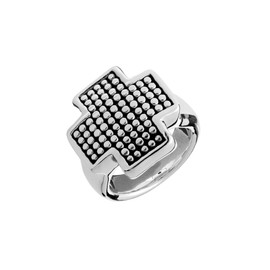 Silverly Men's Women's .925 Sterling Silver Large Chunky Polka Dot Texture Greek Cross Ring, Sterling Silver