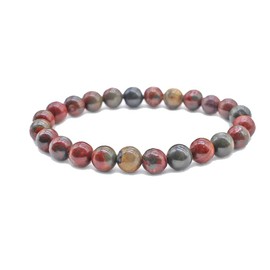 TreasureBay Handmade Natural Gemstone Stretch Bracelet for Men and Women | 6MM Natural Gemstone Beaded Stretchy Bracelet (Picasso Stone)