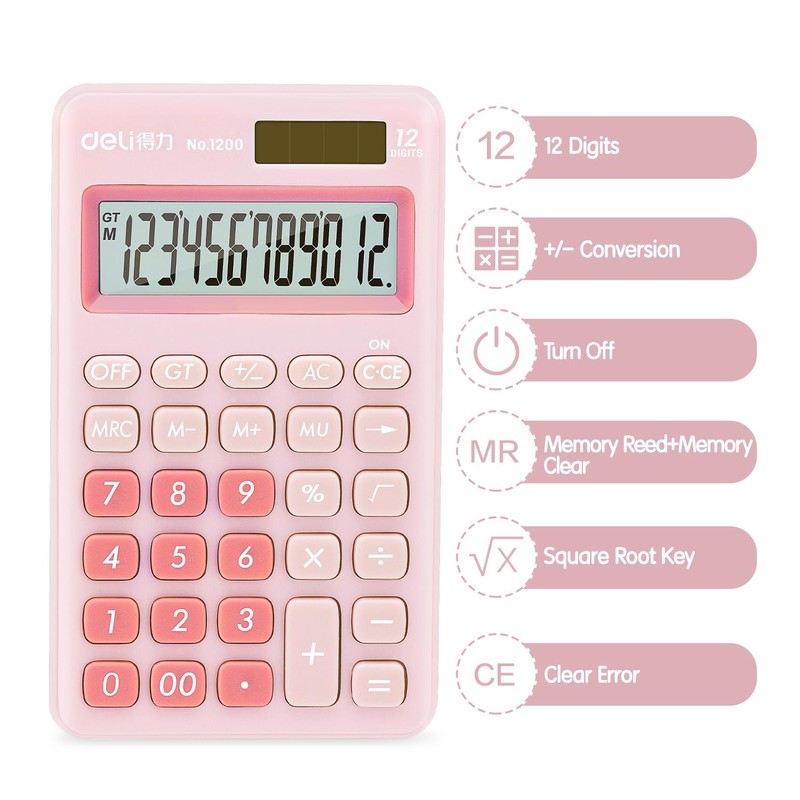 Deli Standard Function Basic Calculator, 12 Digit Desktop Calculator with