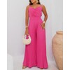 CHICME Jumpsuit for Women Summer Dressy Pleated V Neck Spaghetti