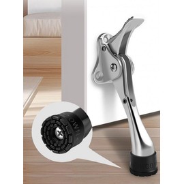 Semi-Automatic Kickdown Door Stopper for Entrance Doors Horseshoe Door Stopper (Silver) 2ea