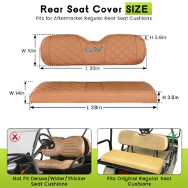 WEIMELL Universal Golf Cart Rear Seat Covers Vinyl Leather Back Seat Cover for Club Car EZGO Yamaha Aftermarket Ordinary Cushions No Nails Required Easy to Install & Clean Seat Cover Brown