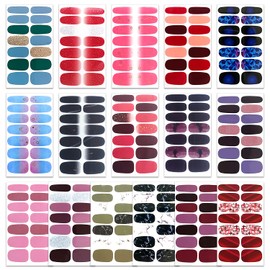 WOKOTO 16 Sheets Gradient Nail Polish Strips for Women Gel Nails Full Nail Wraps Nail Strips Marble Nail Polish Stickers for Acrylic Nails Sticker Nail Polish Decals for Nail Art Gel Strips for Girls