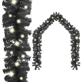 TREATLIFE HOME Christmas Garland with LED Lights, 33 ft Length, Black Color, Indoor Holiday Decoration