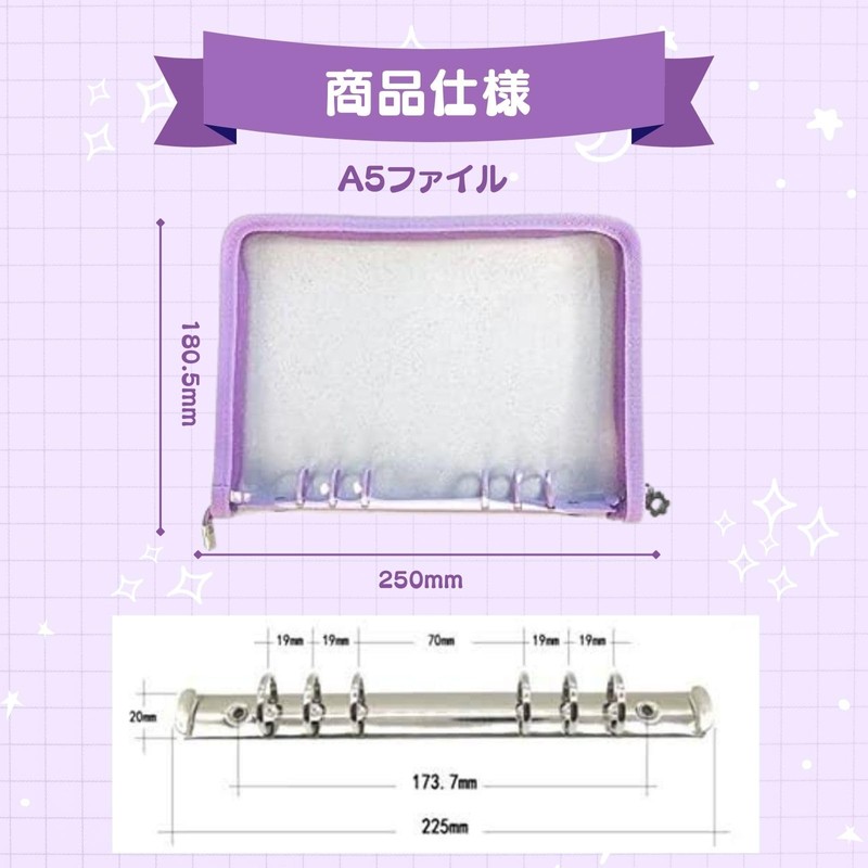 H&J A5 6 Hole Binder Clear File Trading Card Case
