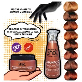 Kit Matizador Cabello Cobrizo Nefertiti Shampoo  Mascarilla                                                                                           