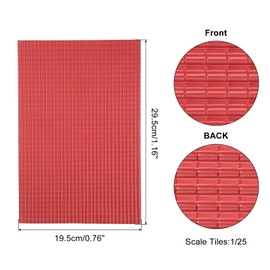 MECCANIXITY Miniature Roof Tiles PVC Model Roof Tiles Mini DIY Tiles Model Building Set for Model Building Dolls Houses Garden Sand Table 29.5x19.5cm/1.16x0.76" Red Pack of 10,1:25