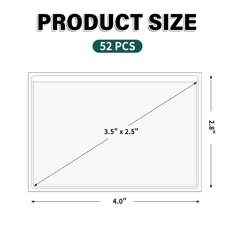 52 Pack Index Card Pockets with Top Open, 3.5 x