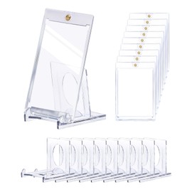 Frstem Magnetic Card Holder Pack of 10 35PT Magnetic Card Holder with 10 Card Stands, Photocard Holder, Premium Card Sleeves with UV Protection/Waterproof, for Magic, Yugioh, Sports Card Collection
