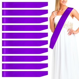 10Pcs Sash Sashes Satin Blank Ribbon Birthday Plain Party Pageants DIY Pageant Bachelorette Party, Prom Graduation Decorate (Purple)