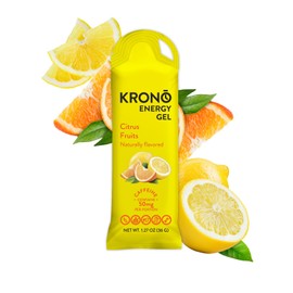 Krono Nutrition Energy Gel - Sports Nutrition - Made with Natural Ingredients - 50mg Caffeine - 24 Count (Citrus Fruits)