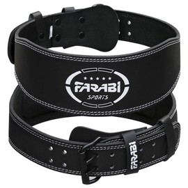 Farabi Sports Powerlifting Belt 100% Genuine Leather Weight Lifting Belt 4" wide Gym Belt Men and Women Weightlifting Belt for Gym Training Bodybuilding and Workout belt (Black, 3XL)