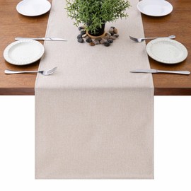 MAIBAOTA Beige Waterproof Table Runner Farmhouse Rustic Seasonal Table Runners for Kitchen Dining Table Decorations Wedding Christmas Birthday Party Decor 40 x 140 cm (16 x 55")