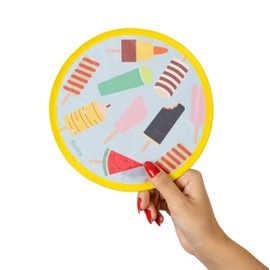 FISURA Round Folding Fan Original Folding Handheld Fan Foldable Frisbee Portable Fan for Party 20 centimeters (Ice Cream, Pack of 3), Ice Cream