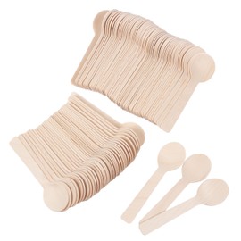ANTETOK Mini Wooden Spoons 100pcs, 4 Inch Disposable Birchwood Utensils for Parties, Desserts, Camping - Biodegradable Earth Friendly Cutlery