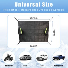 Dickno Car Windshield Snow Cover, 5 Layers Magnetic Auto Windshield Protector with Side Mirror Covers, Universal Weatherproof Winter Exterior Accessories for Most Vehicles (Black)