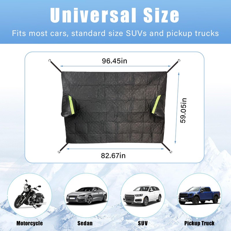 Dickno Car Windshield Snow Cover, 5 Layers Magnetic Auto Windshield
