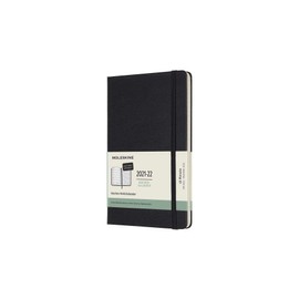 Moleskine 18-Month Weekly Note Calendar in German 2021/2022, Large/A5, 1 Week = 1 Page, Lined Page on the Right, Bound, Black