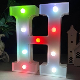 ENSHUI Colorful Light Up Letters Marquee Letter Lights, LED Letters with Lights, Battery Powered Auto Color Changing Lighted Letter Signs for Party, Birthday, Table, Wall Decoration, Christmas Gift H