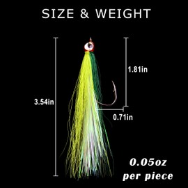 Bucktail Teasers Fishing Hook Fly Streamer Flies, Classic Clouser Minnow Fishing Flies Streamers Fly Fishing Lures for Trout Bass Saltwater Freshwater, Pack of 10