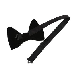 Lovacely Mens Oversized Velvet Bow Tie Solid Color Formal Tuxedo Pre-Tied Big Bowtie, Black, One Size