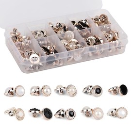 100 piezas de botones redondos de perlas surtidas, botón de perla blanca de resina, botón de costura para ropa vintage (10 mm, 11 mm, 12 mm) con caja de almacenamiento, para proyectos de