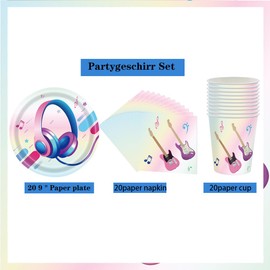 Music Note Party Tableware Set, Doyomtoy Capybara Serve 20 Guests, Music Themed Birthday Party Tableware, Plates, Cups, Napkins for Party Accessories Birthday