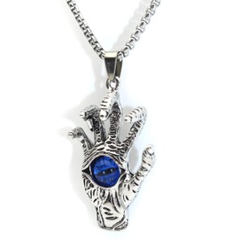 Dragon Claw Necklace for Men, Vintage Dragon Claw Evil Eye Pendant Necklace with 25.6 Inch Chain, Gothic Demon Skull Hand Necklace, Hip Hop Necklace, Punk Dragon Eye Jewellery Gift