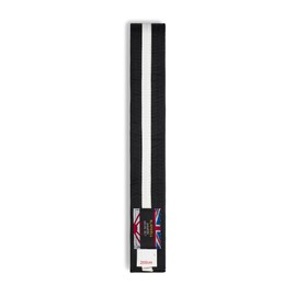 Martial Arts Cotton Striped Coloured Grading Belt - Black Belt With White Stripe (250cm)